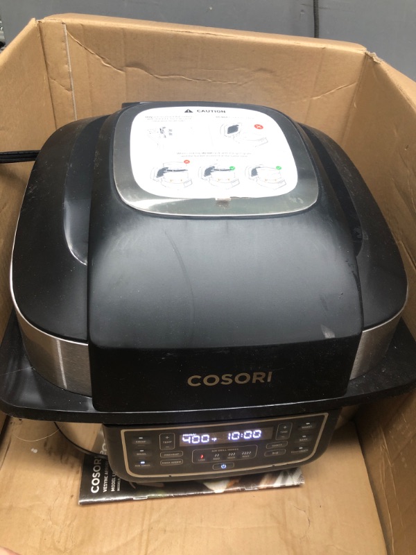 Photo 3 of *Tested-Powers On* COSORI Indoor Grill Electric Smokeless Grill Indoor & Smart XL Air Fryer Combo, 8 Cooking Functions, 6QT, 100 Recipes,Dishwasher Safe, Compatible with Alexa & Google Assistant, Black Air Fryer Grill Combo Black