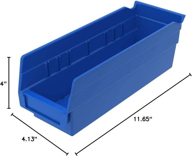 Photo 1 of Akro-Mils 30120 Plastic Nesting Shelf Bin Box, (12-Inch x 4-Inch x 4-Inch), Blue, (24-Pack)
