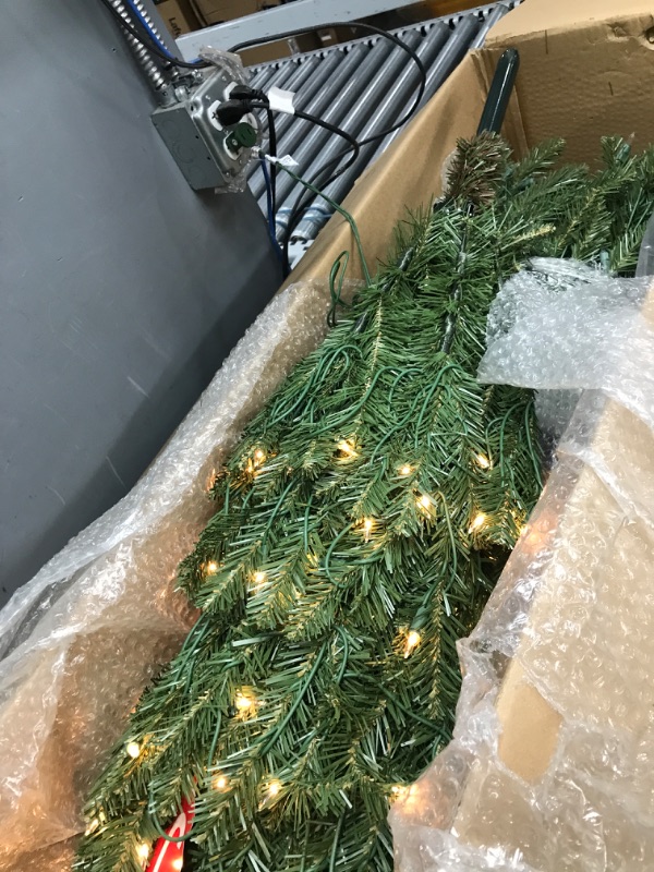 Photo 2 of *** TESTED*** LIGHTS UP*** Puleo International 6.5 Foot Pre-Lit Fraser Fir Pencil Artificial Christmas Tree with 250 UL-Listed Clear Lights, Green 6.5' Pencil Fraser Fir with 250 Clear Lights