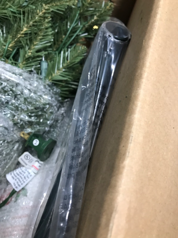 Photo 3 of *** TESTED*** LIGHTS UP*** Puleo International 6.5 Foot Pre-Lit Fraser Fir Pencil Artificial Christmas Tree with 250 UL-Listed Clear Lights, Green 6.5' Pencil Fraser Fir with 250 Clear Lights