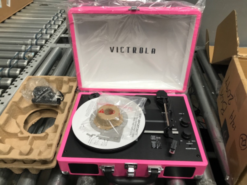 Photo 1 of Victrola Vintage 3-Speed Bluetooth Portable Suitcase Record Player with Built-in Speakers | Upgraded Turntable Audio Sound | Pink, 1SFA (VSC-550BT-PNK)