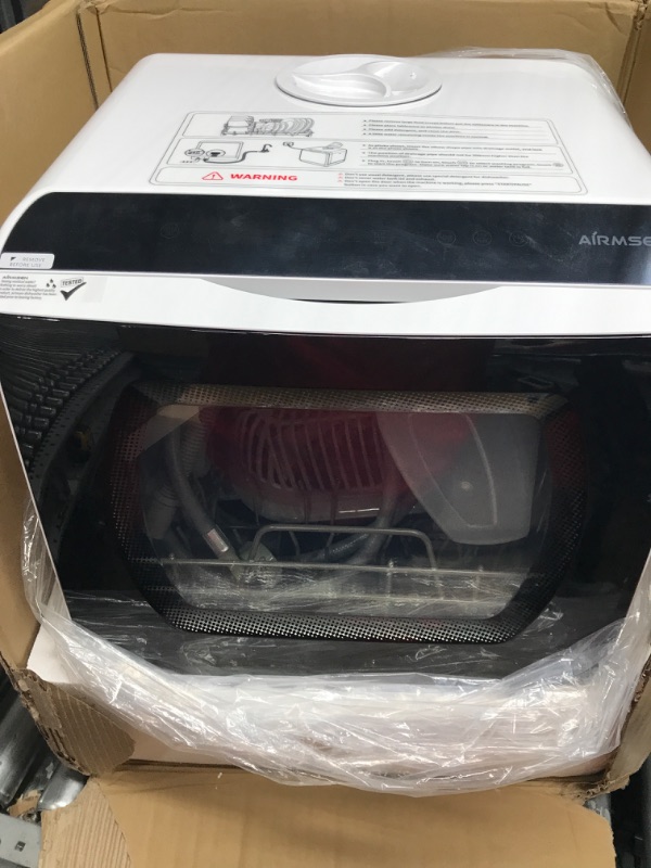 Photo 2 of *** TESTED** POWERS ON*** AIRMSEN Portable Countertop Dishwasher, Compact Mini Dishwasher with 5L Built-in Water Tank, 5 Washing Programs & Air-Dry Function, Baby Care, Glass & Fruit Wash for Apartments, Dorms and RVs White/Black