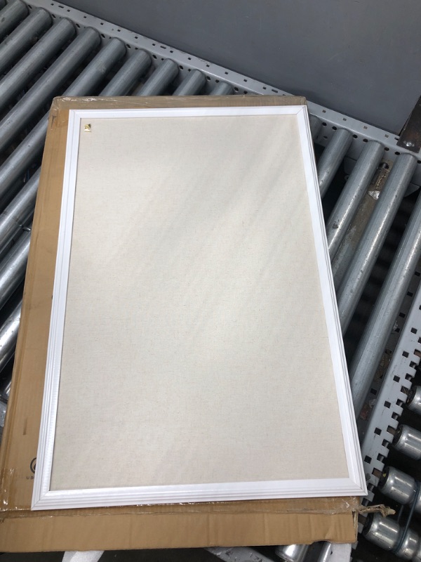 Photo 2 of U Brands Cork Linen Bulletin Board, 20 x 30 Inches, White Wood Frame (2074U00-01) 20'' x 30'' Board
