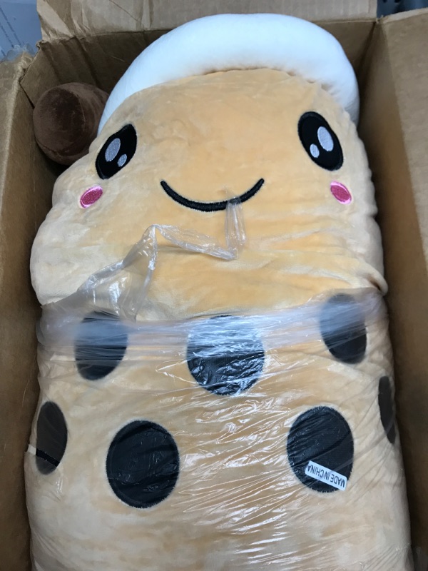 Photo 2 of Boba Plushie, 27.5 in Boba Plush Pillow Toy Gifts for Kids, Valentine, Christmas (Brown Round Eye) 27.5 in Brown Round Eye Boba