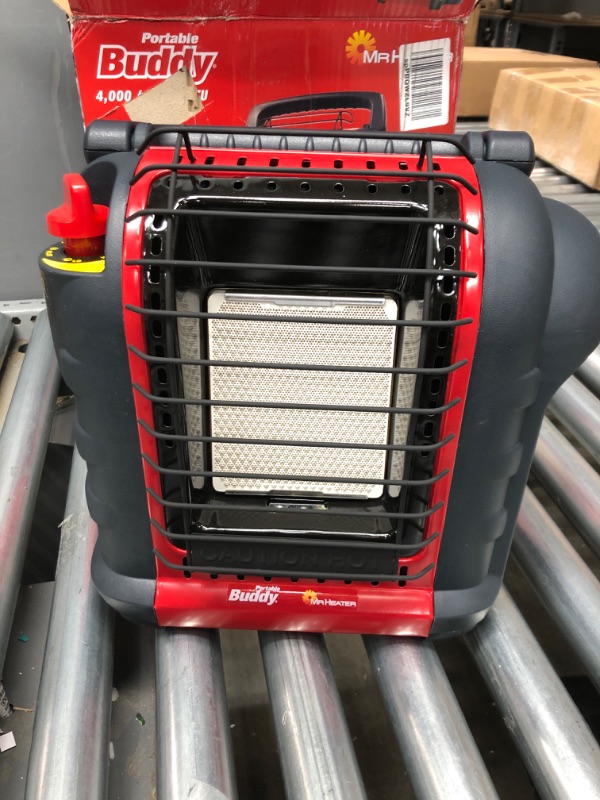 Photo 2 of Mr. Heater F232000 MH9BX Buddy 4,000-9,000-BTU Indoor-Safe Portable Propane Radiant Heater, Red-Black Red Heater