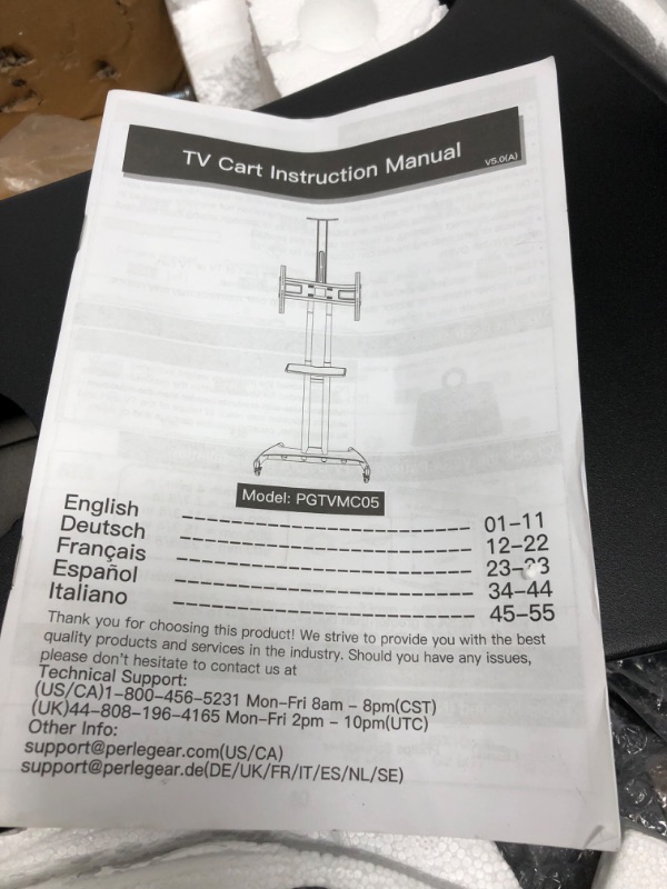Photo 2 of Mobile TV Cart for 32-75 Inch Flat/Curved LED/LCD/OLED TVs Rolling TV Stand with Height Adjustable Shelf Max VESA 600x400mm up to 100lbs-Outdoor TV Stand Trolley with Wheels- PGTVMC05