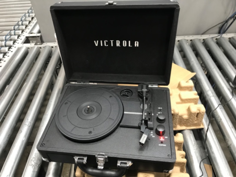 Photo 4 of Victrola Vintage 3-Speed Bluetooth Portable Suitcase Record Player with Built-in Speakers | Upgraded Turntable Audio Sound| Includes Extra Stylus | Black, Model Number: VSC-550BT-BK, 1SFA