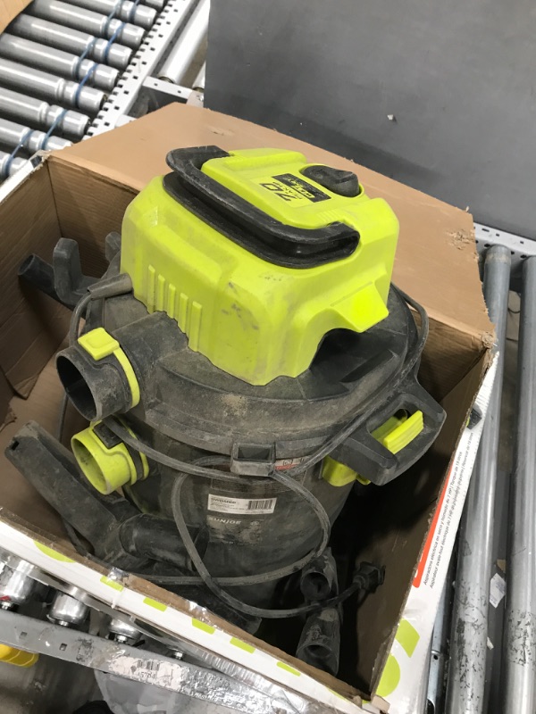Photo 2 of ***MISSING SOME ACCESORIES*** Sun Joe SWD5000 5-Gallon 1200-Watt 7 Peak HP Wet/Dry Shop Vacuum, HEPA Filtration, Wheeled w/Cleaning Attachments, for Home, Workshops, Pet Hair and Auto Use, 5 Gallon, Black/Green 5 Gallon, 7 HP Canister Vacuums