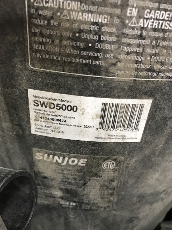 Photo 3 of ***MISSING SOME ACCESORIES*** Sun Joe SWD5000 5-Gallon 1200-Watt 7 Peak HP Wet/Dry Shop Vacuum, HEPA Filtration, Wheeled w/Cleaning Attachments, for Home, Workshops, Pet Hair and Auto Use, 5 Gallon, Black/Green 5 Gallon, 7 HP Canister Vacuums