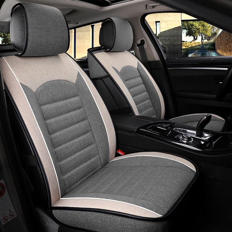 Photo 1 of 2 Front Car Seat Cover Breathable Sweat Proof Cloth Fabric Synthetic Fine Linen Cushion Universal Fit for Most Sedan SUV Truck Hatchback Bucket Seat