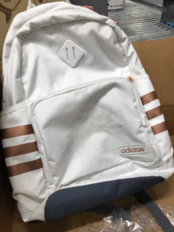 Photo 2 of ***needs to be cleaned***
adidas Classic 3S 4 Backpack, White/Onix Grey/Rose Gold, One Size One Size White/Onix Grey/Rose Gold