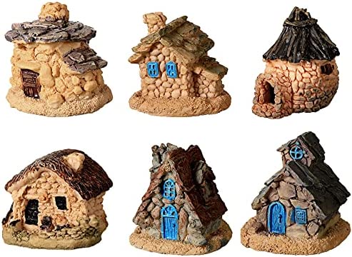 Photo 1 of 2 of — 6 Pieces Christmas Fairy Garden House Miniature Fairy Garden Village Stone House and Patio Landscape Yard Bonsai Decoration