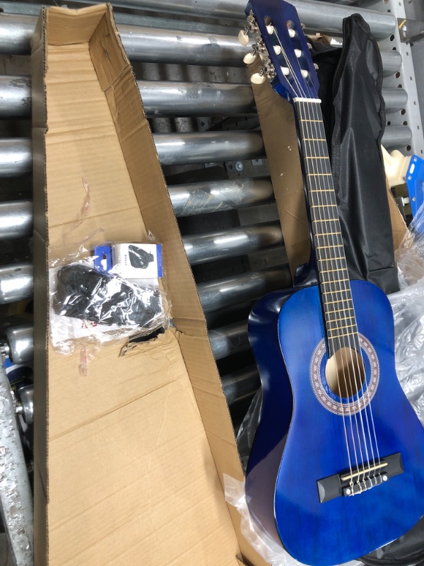 Photo 2 of 30" Wood Guitar with Case and Accessories for Kids/Girls/Boys/Beginners (Blue) Right Handed Blue