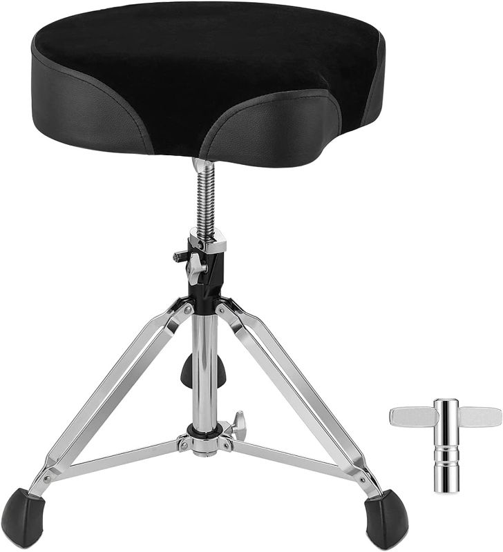 Photo 1 of  Drum Throne Adjustable, Saddle Drum Seat, Swivel Drum Stool Moto Style, Thick Padded Drum Throne Seat, Newest Upgrade ST-500