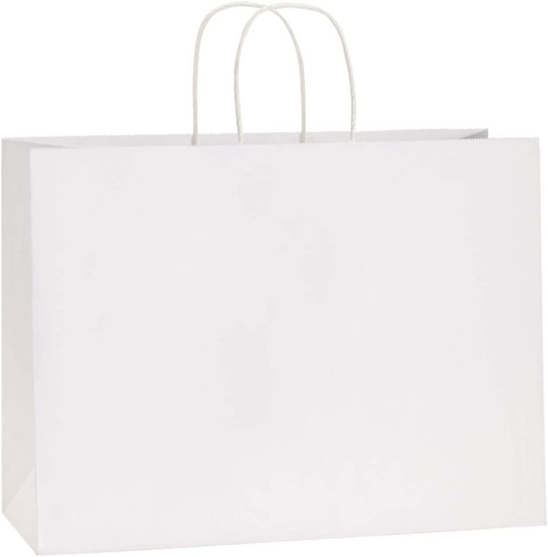 Photo 1 of 
BagDream 16x6x12 Inches 50Pcs White Kraft Paper Bags with Handles Bulk Paper Gift Bags, Shopping Bags, Grocery Bags, Mechandise Bags, Party Bags, 100