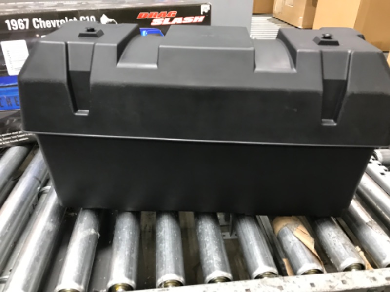 Photo 2 of Camco Heavy Duty Double Battery Box with Straps and Hardware - Group GC2 | Safely Stores RV, Automotive, and Marine Batteries | Measures Inside 21-1/2" x 7-3/8" x 11-3/16" | (55375) Frustration Free Packaging Double Battery Box