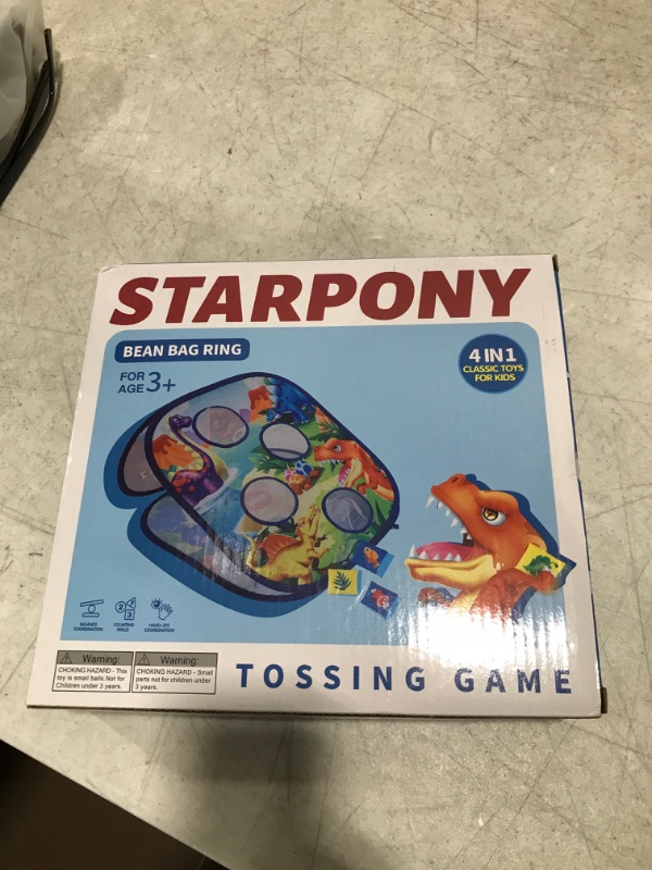 Photo 1 of 4 in 1 Bean Bag Toss Game for Kids - Safari Dinosaur Theme Sports & Outdoor Toys for 3 4 5 6 Year Old Boy Birthday Gift, Kids Outside Toys for Toddlers 1-3 Girl Boy Toys 