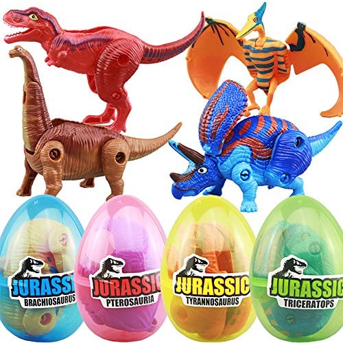 Photo 1 of 4 Pack Different Hatching Eggs Dinosaur Toys for 3+ Year Old Kids,Magic Egg that Hatch Dinosaurs Toy for Boy Girl Dino Fans,Deformation T-rex,Pterosaurs,Brachiosaurus,Triceratops(Random Color)