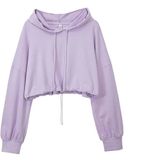 Photo 1 of AMAZHIYU WOMEN'S CROPPED HOODIES LONG SLEEVE DRAWSTRING PULLOVER HOODED SWEATSHIRT CASUAL LOOSE CROP TOP