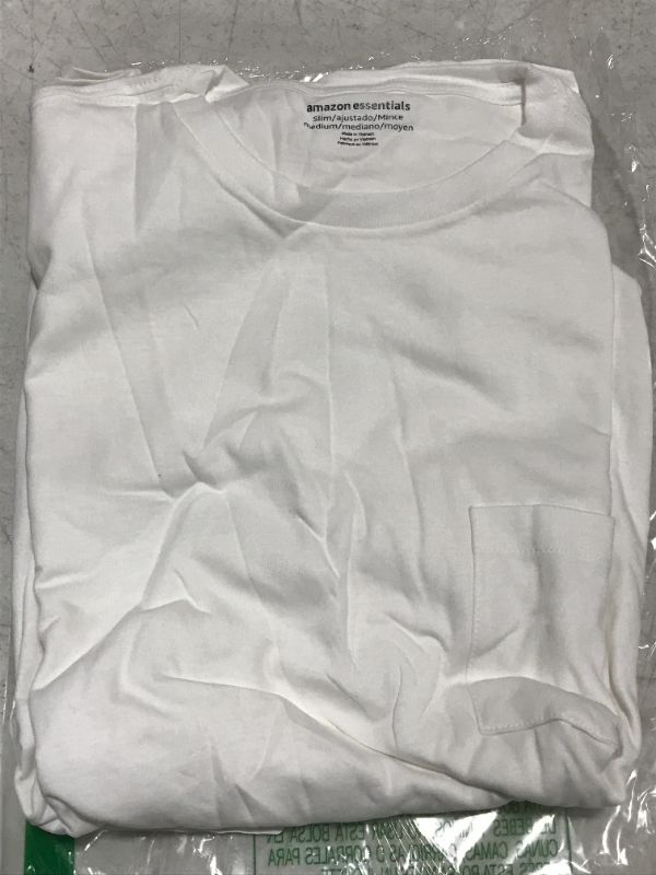 Photo 1 of Amazon Basics medium white men's t-shirt - 2pk - with front pocket