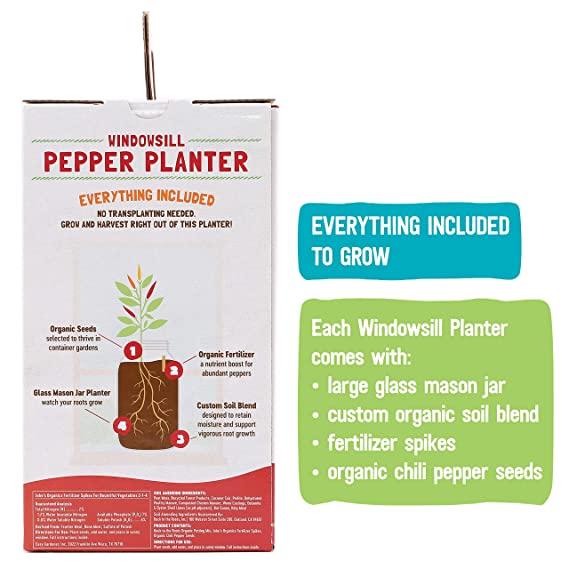 Photo 1 of Back to the Roots 25206 Organic Chili Peppers Year-Round Indoor Herb Garden Grow Kit Includes Vegetable Seeds Variety Pack for Planting, 1