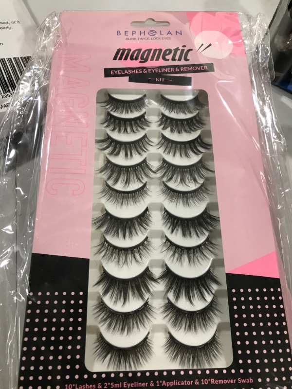 Photo 2 of BEPHOLAN Magnetic Eyelashes with Eyeliner Kit, 10 Pairs Different Mink Eyelashes, KIT-003