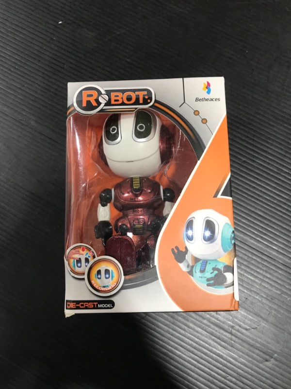 Photo 2 of Betheaces Robots for Kids Talking Robot Interactive Toy Repeats Your Voice Travel Toys with Posable Metal Body and Flashing Lights Robot Gifts for Boys and Girls(Fire Red)