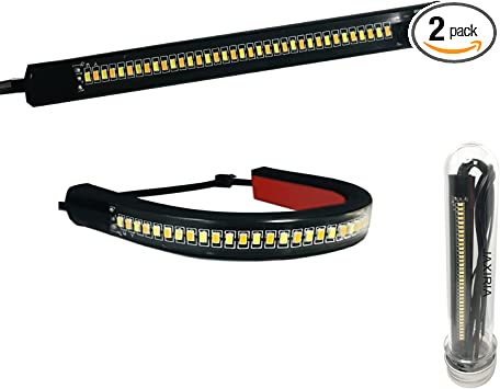 Photo 1 of Motorcycle LED Daytime Running Light with Fork Turn Signals Blinkers Strip,2pcs 5'' Flexible Switchback White & Sequential Amber Light Adjustable Strip Bars Universal For Harley Honda Yamaha(39 -70mm)
