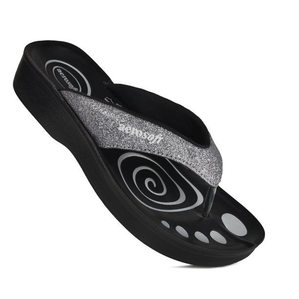 Photo 1 of Aerosoft - Glitter Thong Beach Wear - Summer Arch Support Flip Flops for Women
