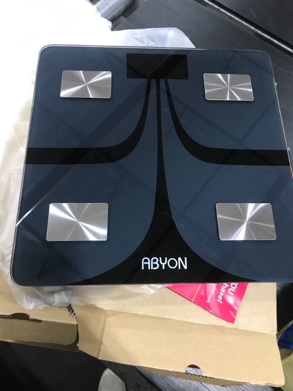 Photo 2 of ABYON Bluetooth Smart Bathroom Scale for Body Weight Digital Body Fat Scale,Auto Monitor Body Weight,Fat,BMI,Water, BMR, Muscle Mass with Smartphone APP,Fitness Health Scale
