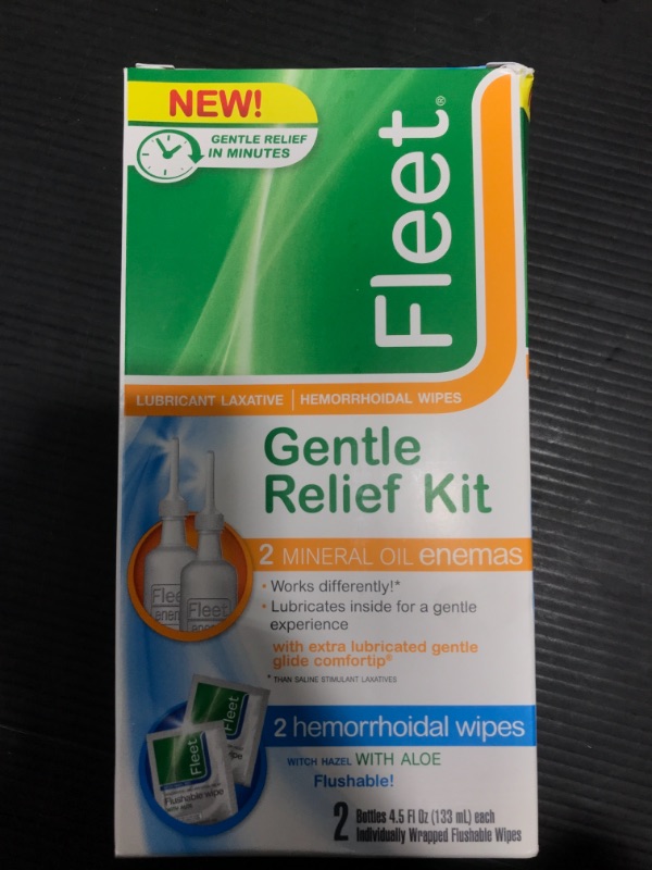 Photo 1 of Fleet Laxative Gentle Relief Kit | 2 Mineral Oil Enemas + 2 Hemorrhoidal Wipes