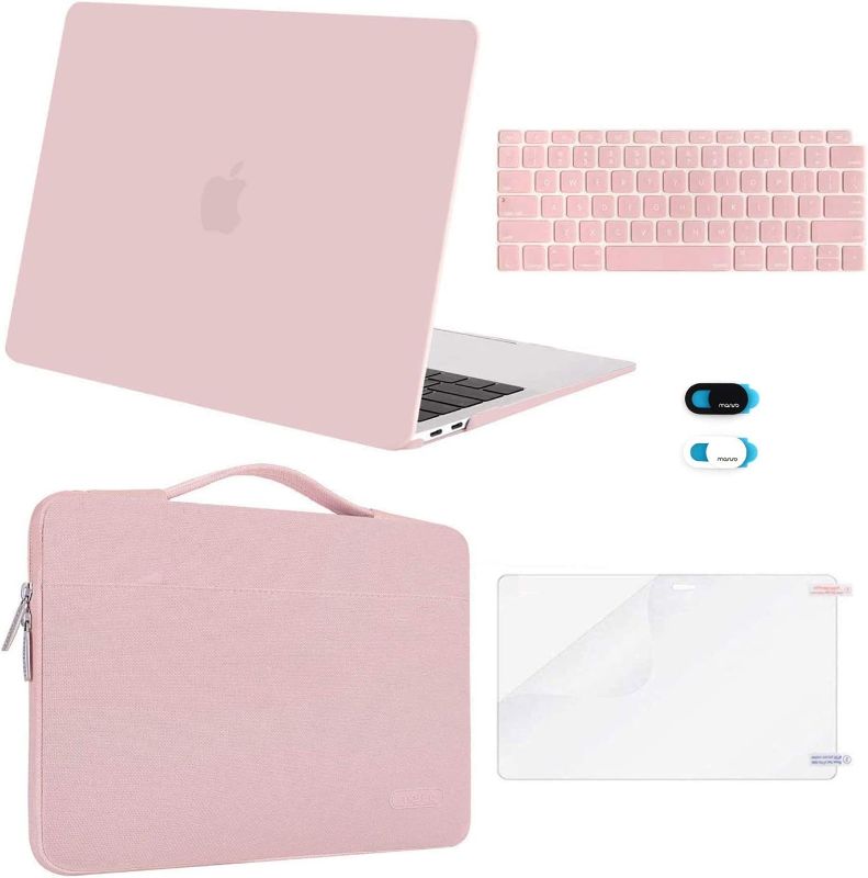 Photo 1 of MOSISO Compatible with MacBook Air 13 inch Case 2022 2021 2020 2019 2018 Release A2337 M1 A2179 A1932 Retina Display, Plastic Hard Shell&Bag&Keyboard Skin&Webcam Cover&Screen Protector, Rose Quartz
