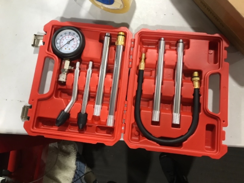 Photo 2 of 8PCS Professional Tester Test Kit Cylinder Compression Gas Engine Set Automotive Tool Gauge for Car & Truck
