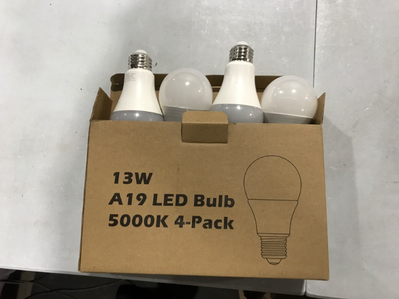 Photo 2 of A19 LED Light Bulbs, 100 Watt Equivalent LED Bulbs, Daylight 5000K, 1500 Lumens, E26 Standard Base, Non-Dimmable, 13W Bright White LED Bulbs for Bedroom Living Room Home Office, 4-Pack
