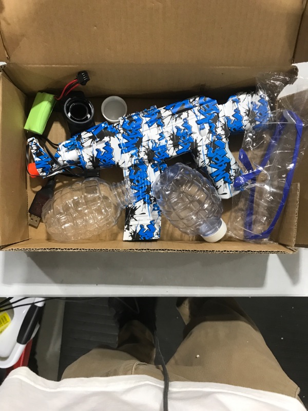 Photo 1 of CAISSA Electric Gel Ball Blaster, AKM-47 Gel Ball Blaster Automatic, with 20000+ Water Beads and Goggles, for Outdoor Activities - Shooting Team Game, Ages 12+, Blue