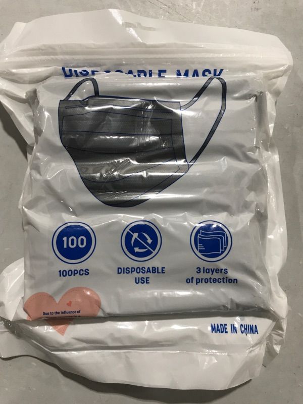 Photo 1 of 100PCS Black Disposable Face Mask 3 Ply Filter Protection Non Medical Face Masks Facial Cover