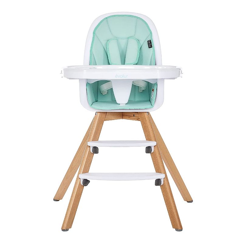 Photo 1 of Evolur Zoodle 2 in 1 High Chair, Modern Design, Toddler Chair, Removable Cushion, Adjustable Tray, Baby and Toddler, Mint
