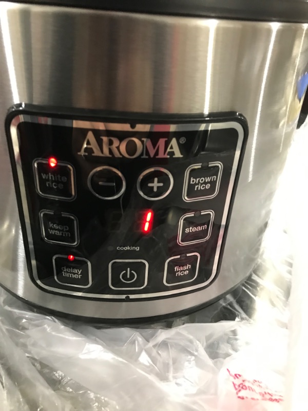 Photo 3 of Aroma Digital Rice Cooker and Food Steamer, Silver, 8 Cup