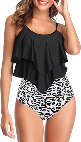 Photo 1 of American Trends Tankini Swimsuit for Women Two Piece High Waisted Bathing Suit Tummy Control Swimwear Slimming Swim Suit- SIZE L