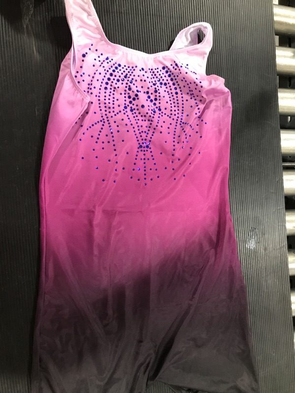 Photo 2 of Arshiner Leotards for Girls Gymnastics with Shorts Color Gradient Shiny Diamond Kids Biketard- SIZE 10/12