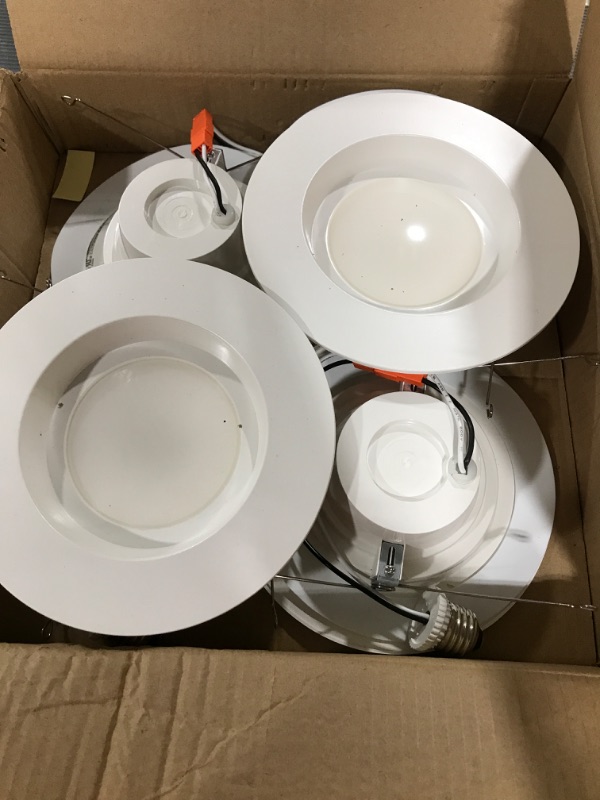 Photo 2 of 
Sunco Lighting 5/6 Inch LED Recessed Downlight, Gimbal, Selectable Light, 5 Colors (2700K/3000K/3500K/4000K/5000K), 12W=60W, Dimmable, Adjustable, Damp Rated, Simple Installation – UL 4 Pack