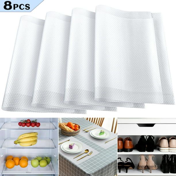 Photo 1 of 8 Pack Fridge Liner Refrigerator Shelf Liners Mats for Glass Shelves Washable, 12 x 17.7 inches
