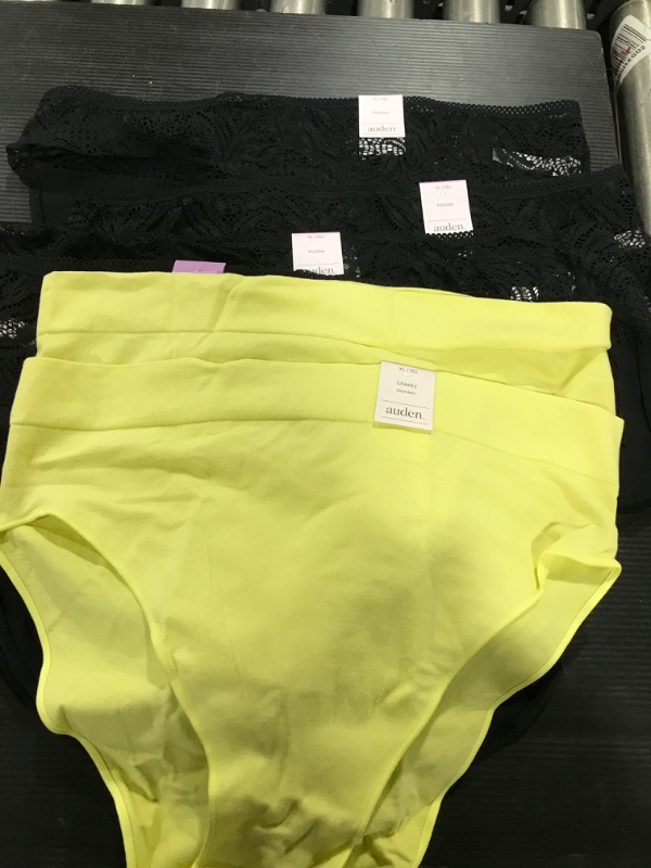 Photo 1 of 11 PACK OF WOMENS UNDERWEAR- 9 BLACK HIPSTERS AND 2 YELLOW CHEEKY- SIZE XL