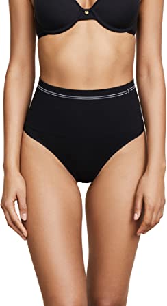 Photo 1 of Yummie Women's Cotton Seamless Shapewear Thong. BLACK. SIZE L/XL. 
