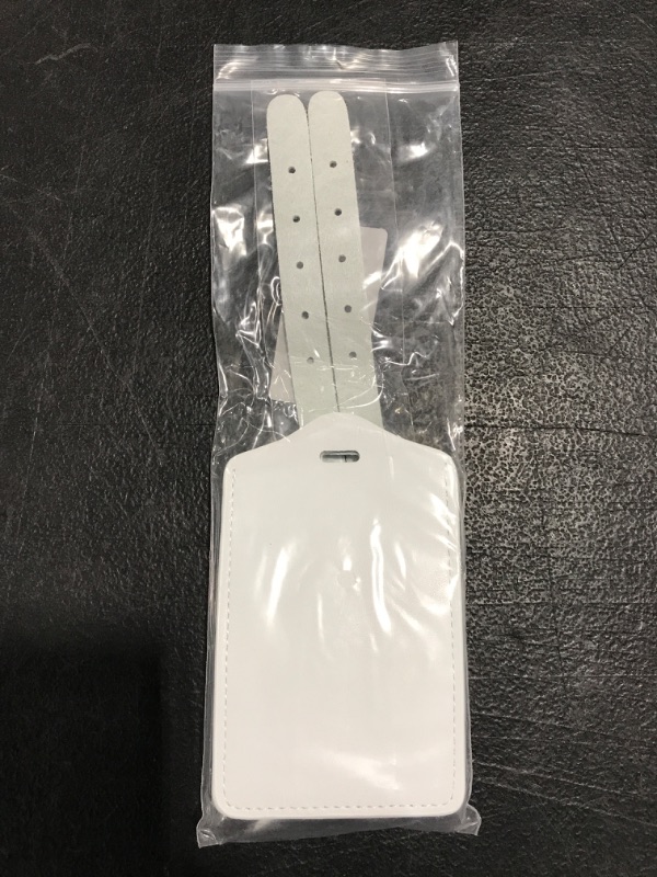 Photo 2 of 2-PACK LEATHER LUGGAGE TAGS. WHITE. 