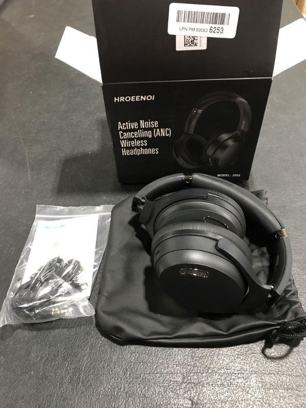 Photo 2 of Active Noise Cancelling Headphones, HROEENOI JZ02 Bluetooth Headphones, Wireless Over Ear Headphones with CVC 8.0 Microphone Deep Bass Headset, 40 Hours Playtime for Travel Work Phone - Black. OPEN BOX.
