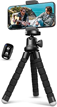 Photo 1 of Phone Tripod, Flexible Tripod for iPhone and Android Cell Phone, Portable Small Tripod with Wireless Remote and Clip for Video Recording/Vlogging/Selfie. MISSING BOX. PRIOR USE. 
PHOTO FOR REFERENCE,MAY VARY SLIGHTLY. 