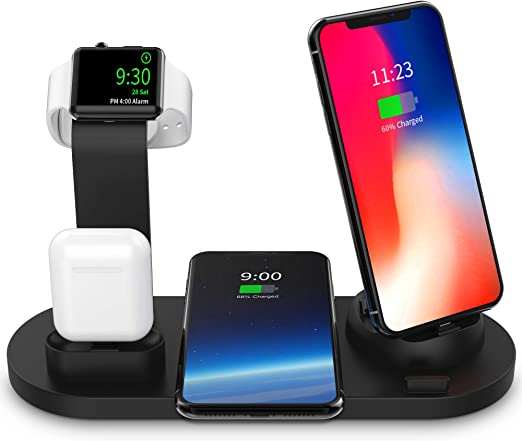 Photo 1 of Fast Wireless Charger Block, 4 in 1 USB C Wireless Charging Dock for Apple Watch7/6/5/4/3/2 and Airpods, Charging Station, Qi Wireless Charging Stand Compatible iPhone 13/12/11/X/8 Samsung Android
