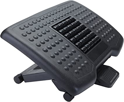 Photo 1 of Mind Reader Adjustable Height Ergonomic Foot Rest with Massage Rollers, Black
