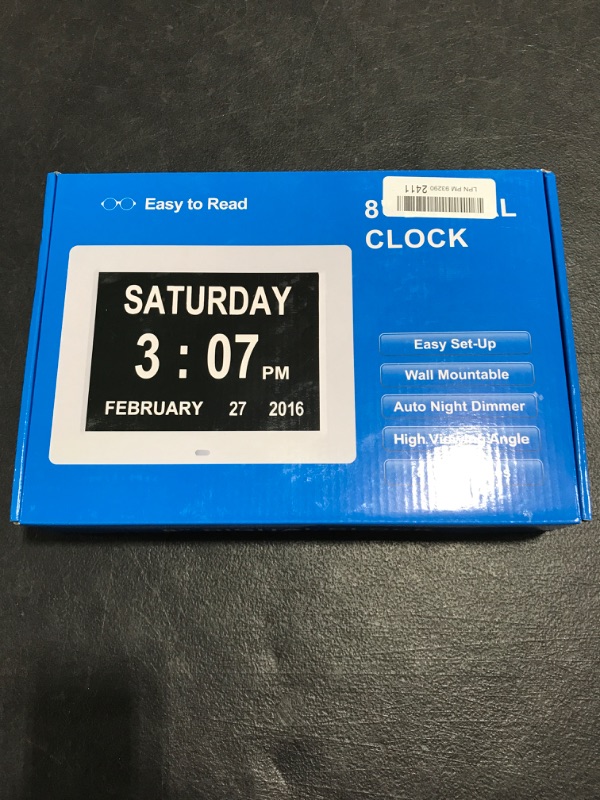 Photo 2 of [2020 Upgraded] Digital Day Calendar Clocks 12 Alarm Options Non-Abbreviated Day and Month Auto-Dimming Extra Large Dementia Senior Elderly Vision Impaired Clock. NEW IN BOX. 